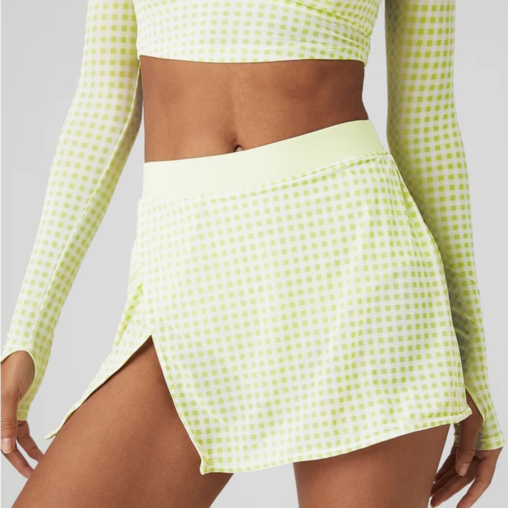 ALO Yoga Lime Checkered Skirt